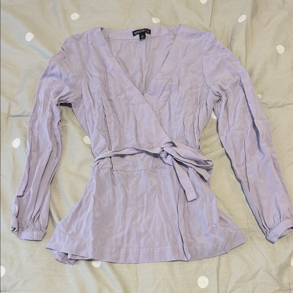 Lilac Wrap Top with Tie Waist